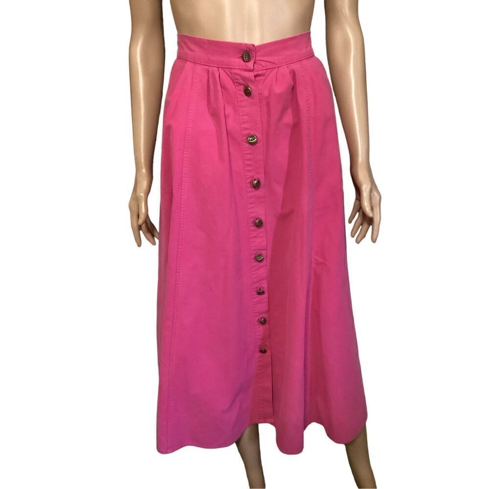 Vintageβ100% Cotton Fushia Pink Midi Skirtβ7/8